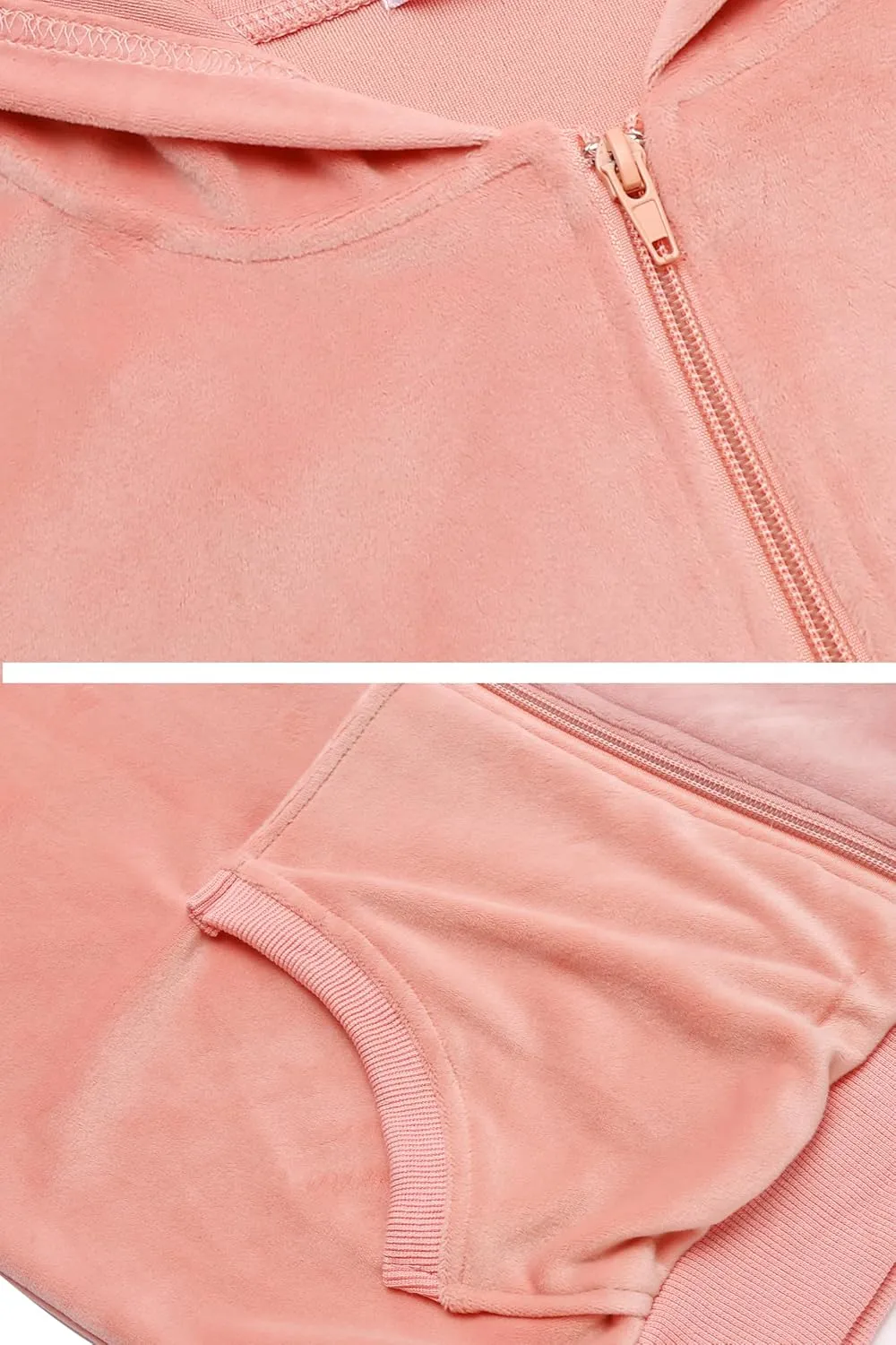 HOTOUCH Womens Casual Velour Tracksuit Set Full Zipper Hoodie Workout Pants Velvet Sweatsuit Jogging Suits XS-XXL
