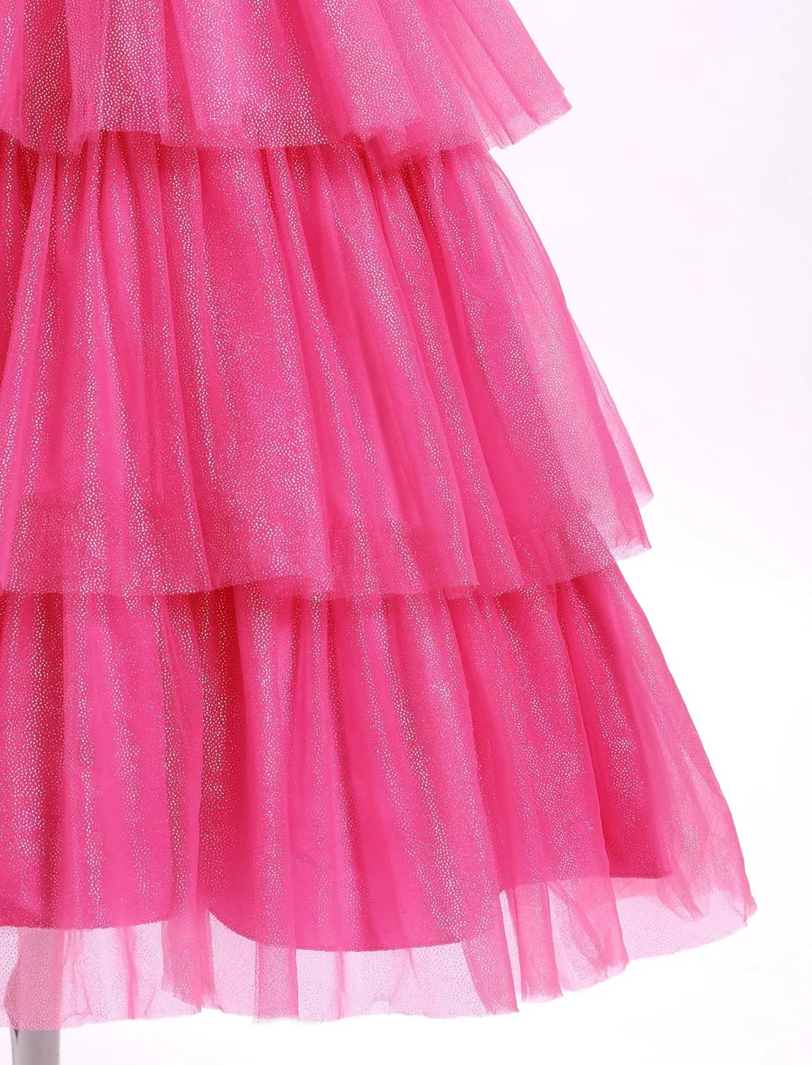 IBTOM CASTLE Flower Girl Dress Kids Birthday Dress Ruffle Pearls Tiered Tulle Party Dress Wedding Gown Prom