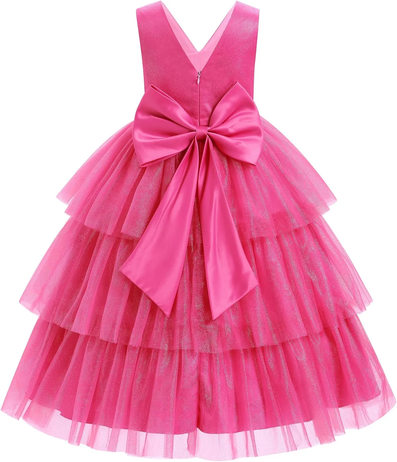 IBTOM CASTLE Flower Girl Dress Kids Birthday Dress Ruffle Pearls Tiered Tulle Party Dress Wedding Gown Prom
