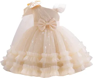 IBTOM CASTLE Girls Birthday Party Dress Heart Glitters Tulle Princess Dress Toddler Flower Girl Wedding Prom Pageant Dress