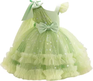 IBTOM CASTLE Girls Birthday Party Dress Heart Glitters Tulle Princess Dress Toddler Flower Girl Wedding Prom Pageant Dress