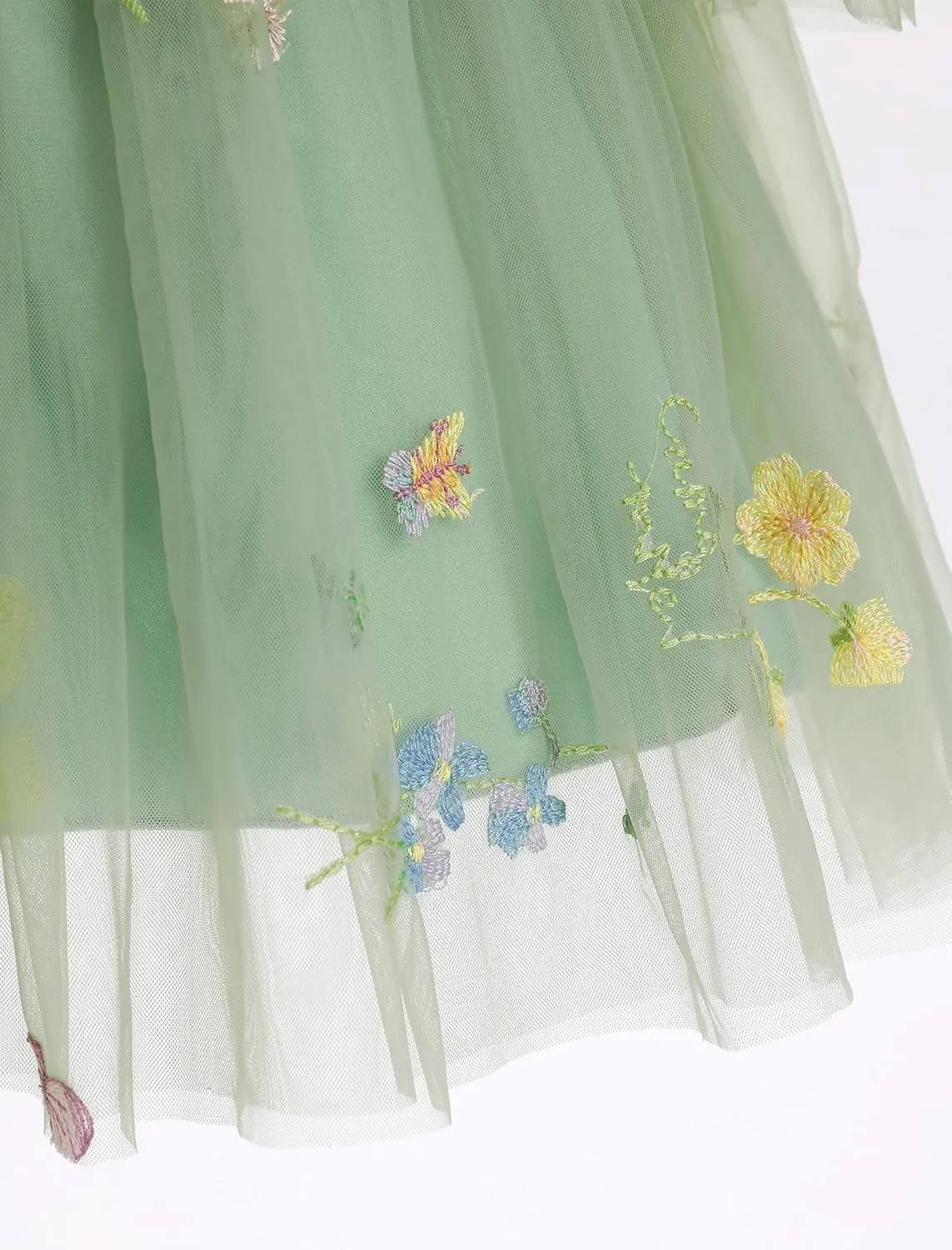 IBTOM CASTLE Infant Girls First Birthday Dress Flower Girl Dress Cake Smash Floral Embroidery Princess Dress