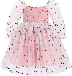 IBTOM CASTLE Infant Girls First Birthday Dress Flower Girl Dress Cake Smash Floral Embroidery Princess Dress
