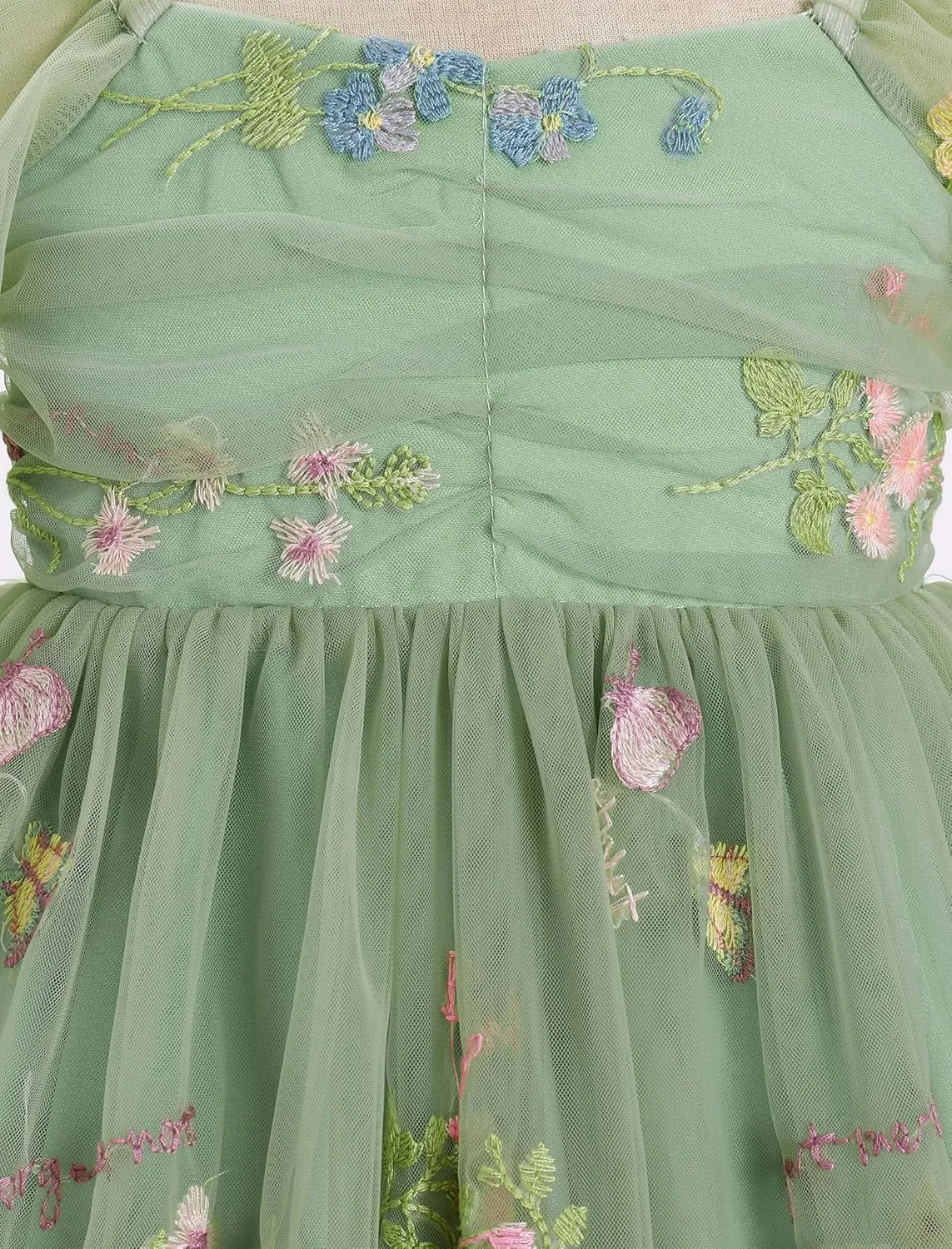 IBTOM CASTLE Infant Girls First Birthday Dress Flower Girl Dress Cake Smash Floral Embroidery Princess Dress