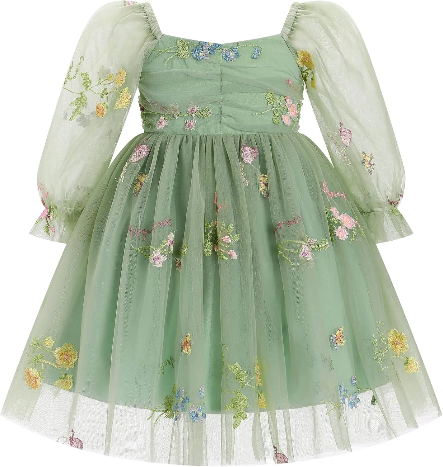 IBTOM CASTLE Infant Girls First Birthday Dress Flower Girl Dress Cake Smash Floral Embroidery Princess Dress