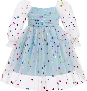 IBTOM CASTLE Infant Girls First Birthday Dress Flower Girl Dress Cake Smash Floral Embroidery Princess Dress