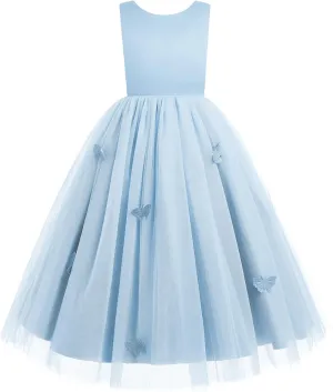 IBTOM CASTLE Kids Girls 3D Butterfly Dress Little Bridesmaid Party Dress Flower Girl Dress Wedding Photoshoot