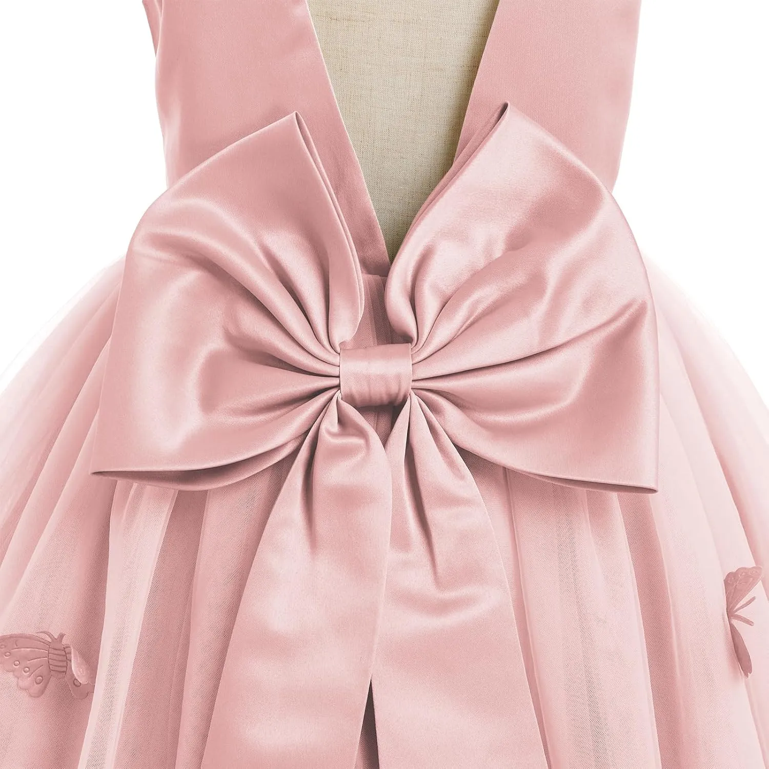 IBTOM CASTLE Kids Girls 3D Butterfly Dress Little Bridesmaid Party Dress Flower Girl Dress Wedding Photoshoot