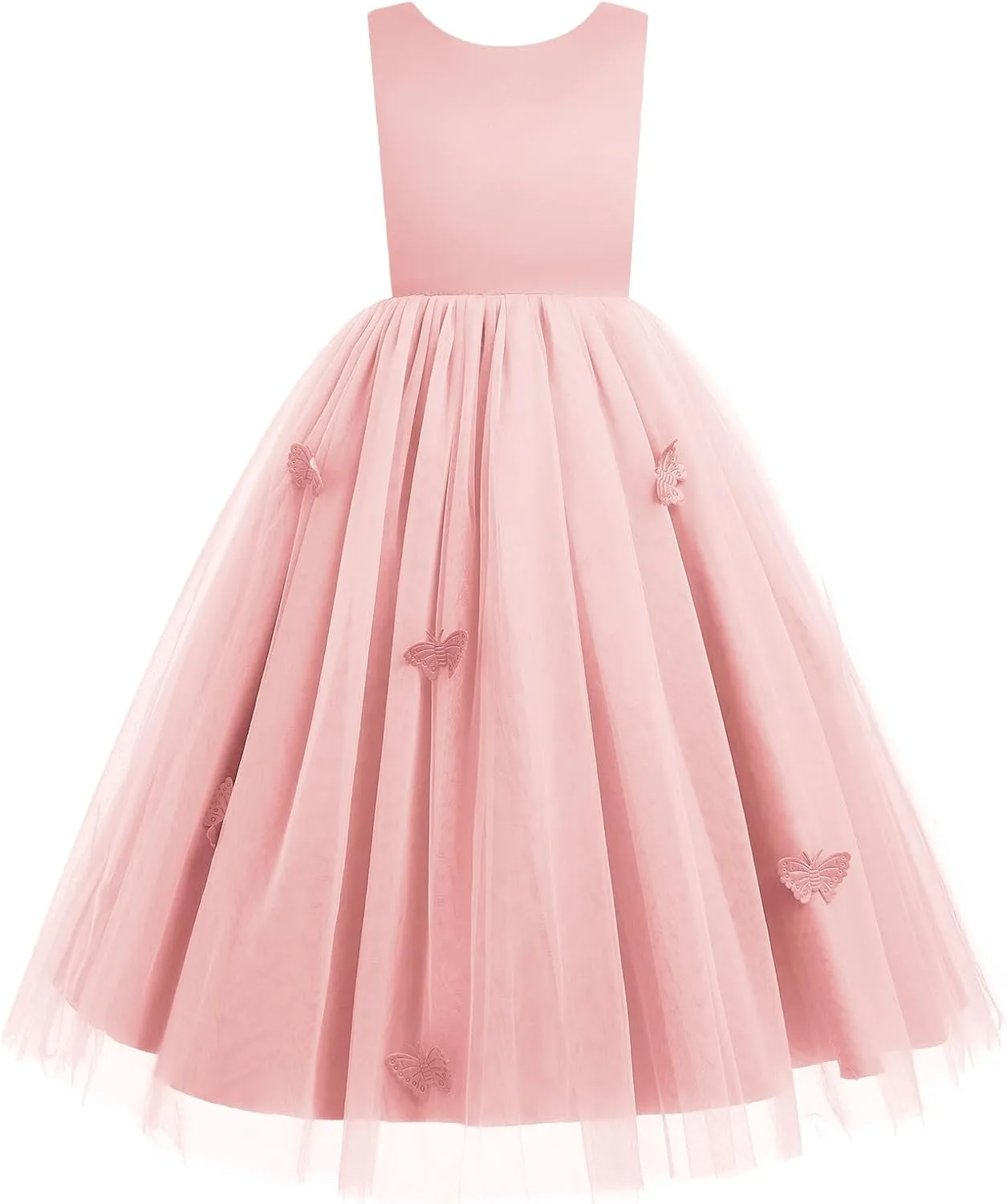 IBTOM CASTLE Kids Girls 3D Butterfly Dress Little Bridesmaid Party Dress Flower Girl Dress Wedding Photoshoot