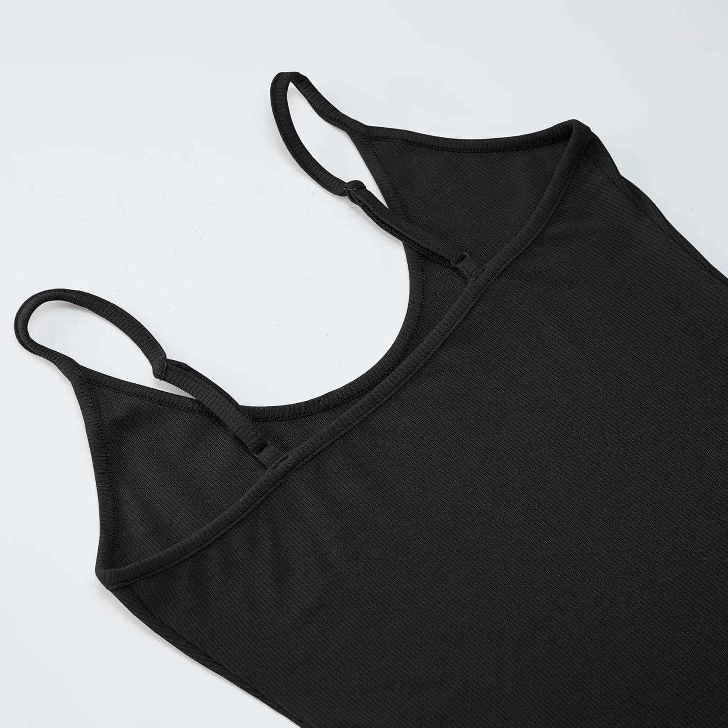 iGENJUN Tank Tops for Women 2025 Built in Shelf Bra Spaghetti Strap Summer Camisole U Neck Slim Fit Ribbed Sleeveless