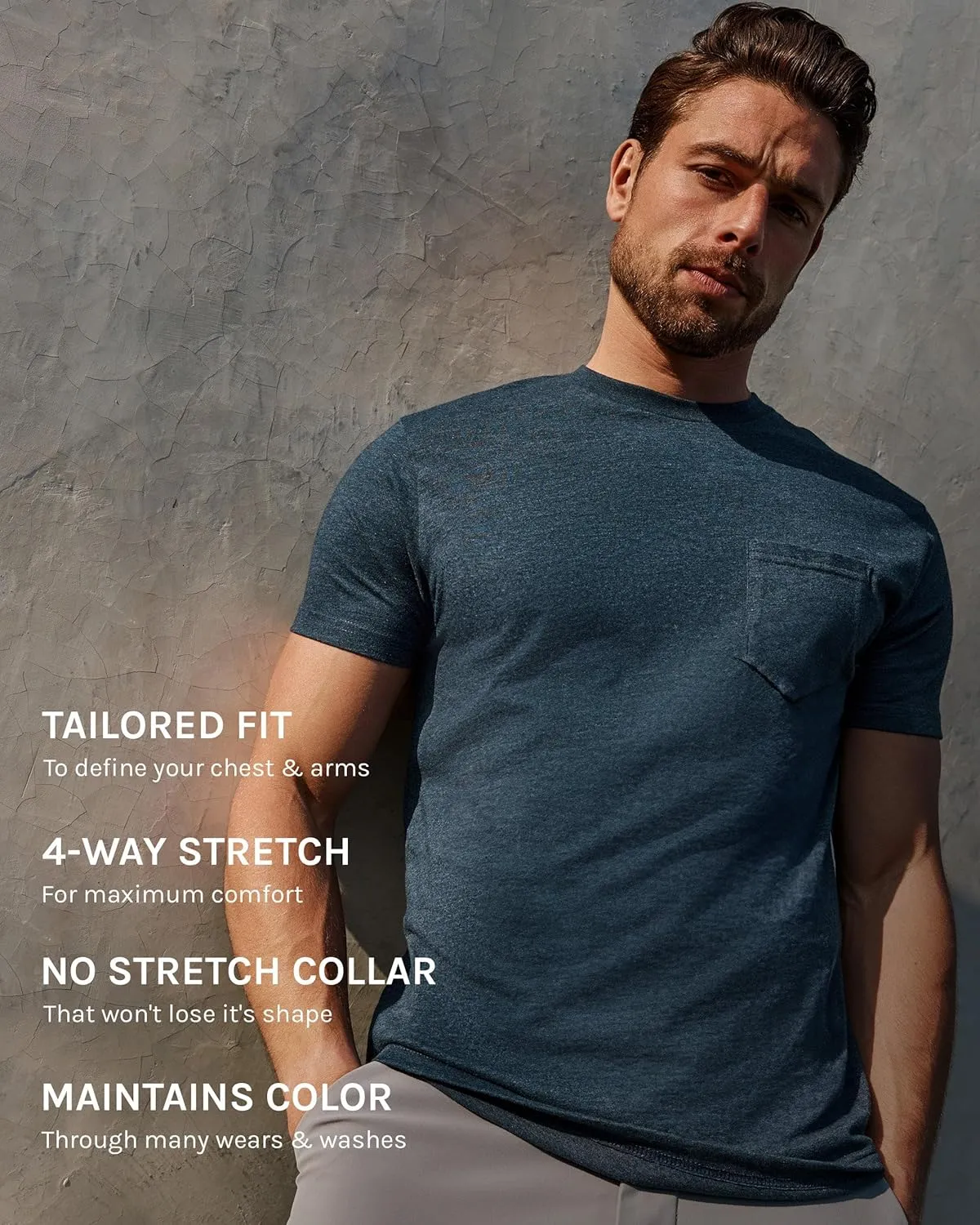 INTO THE AM Pocket T Shirts for Men S - 4XL Soft Fitted Short Sleeve Mens Pocket Tee Shirts