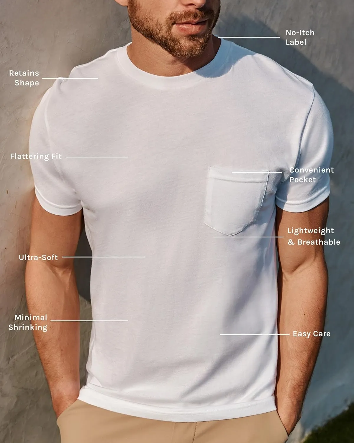 INTO THE AM Pocket T Shirts for Men S - 4XL Soft Fitted Short Sleeve Mens Pocket Tee Shirts