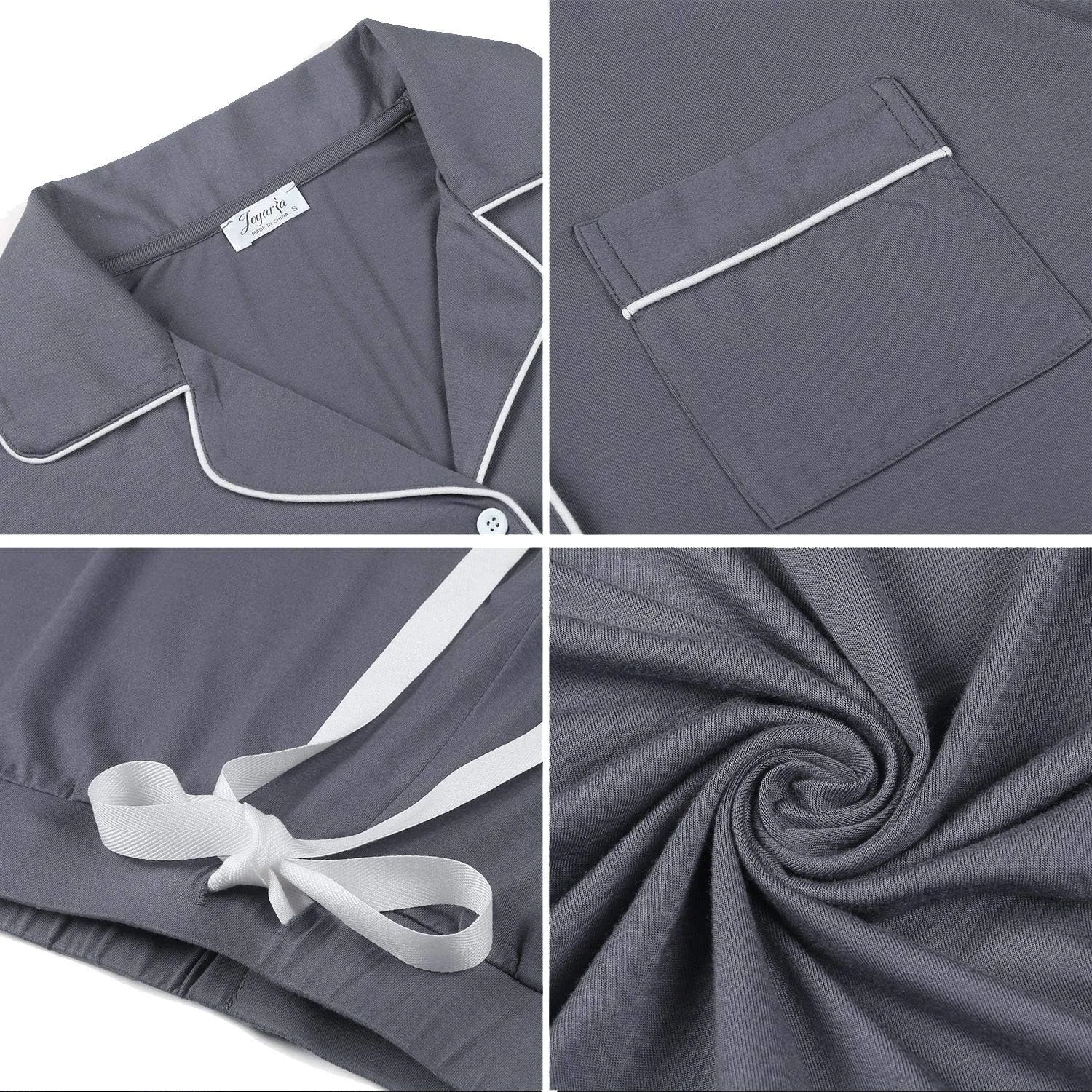 Joyaria Womens Bamboo Viscose Pajama Sets Long Sleeve Button Down Cooling Sleepwear Soft Comfortable Pj Pants Set for Women