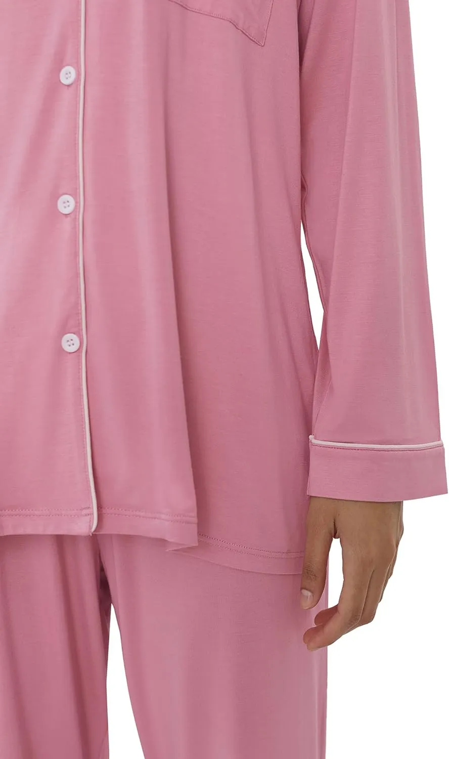 Joyaria Womens Bamboo Viscose Pajama Sets Long Sleeve Button Down Cooling Sleepwear Soft Comfortable Pj Pants Set for Women