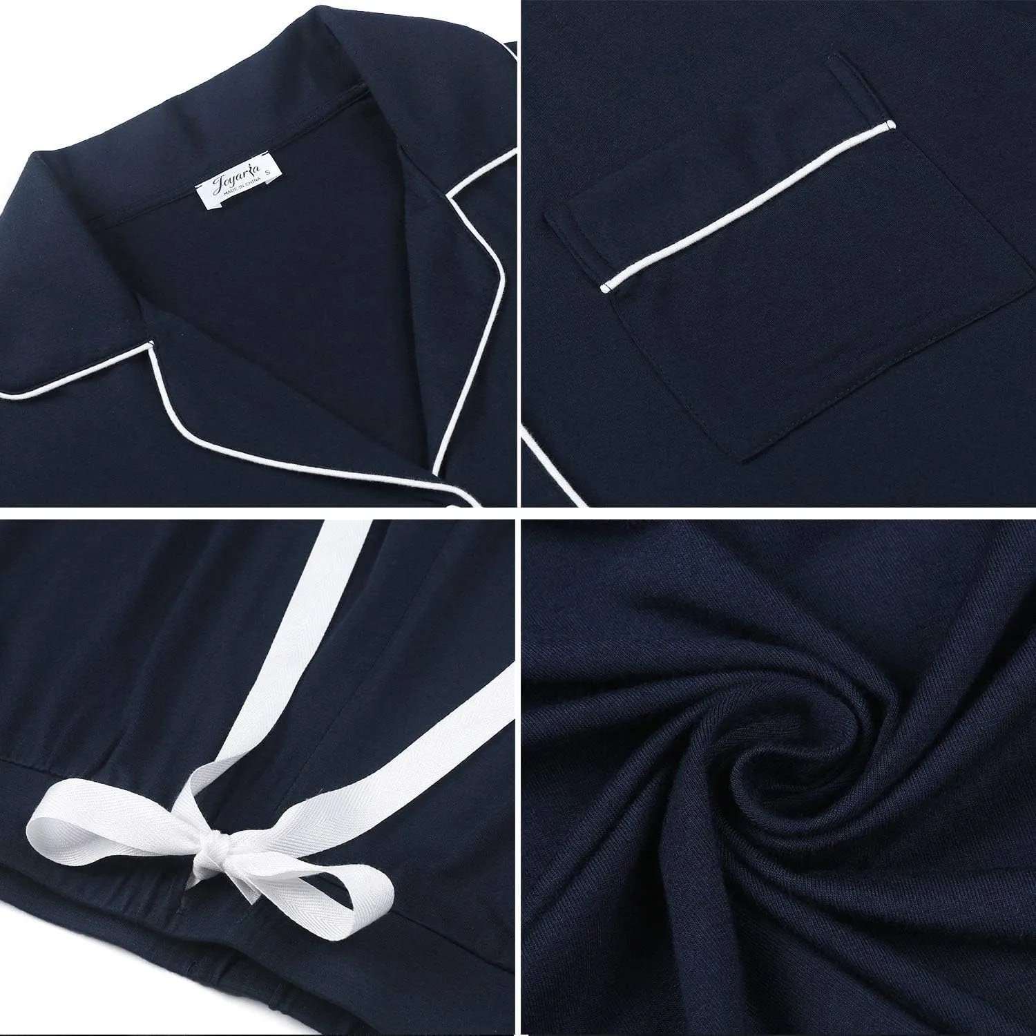 Joyaria Womens Bamboo Viscose Pajama Sets Long Sleeve Button Down Cooling Sleepwear Soft Comfortable Pj Pants Set for Women