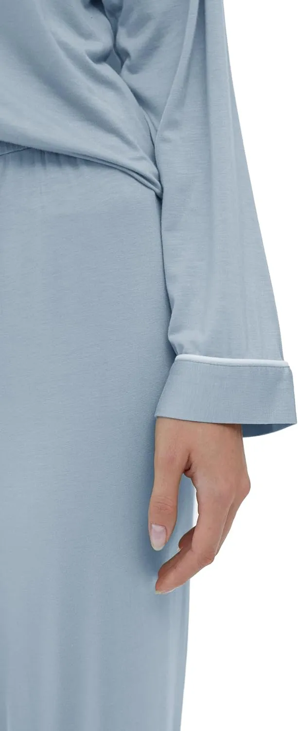 Joyaria Womens Bamboo Viscose Pajama Sets Long Sleeve Button Down Cooling Sleepwear Soft Comfortable Pj Pants Set for Women