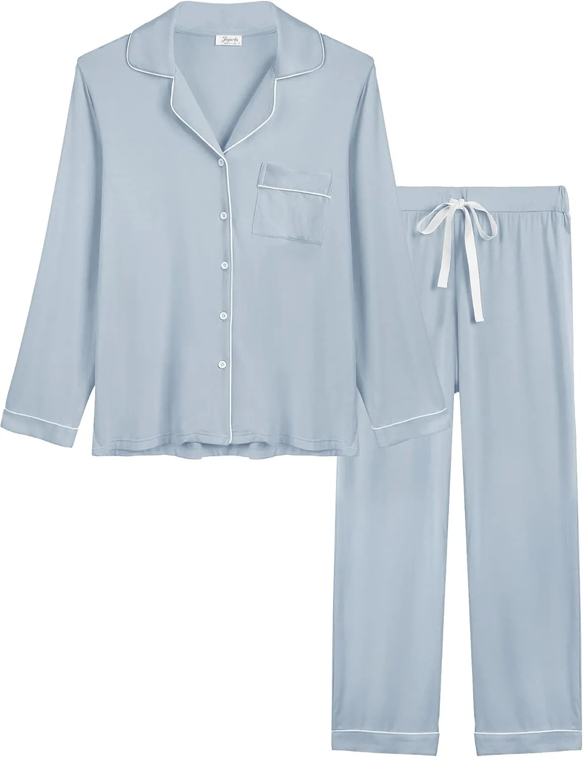 Joyaria Womens Bamboo Viscose Pajama Sets Long Sleeve Button Down Cooling Sleepwear Soft Comfortable Pj Pants Set for Women