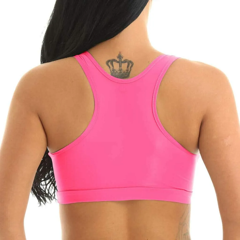 Lace Top Bra Stretch Underwear Women Crop Mesh See Through Workout