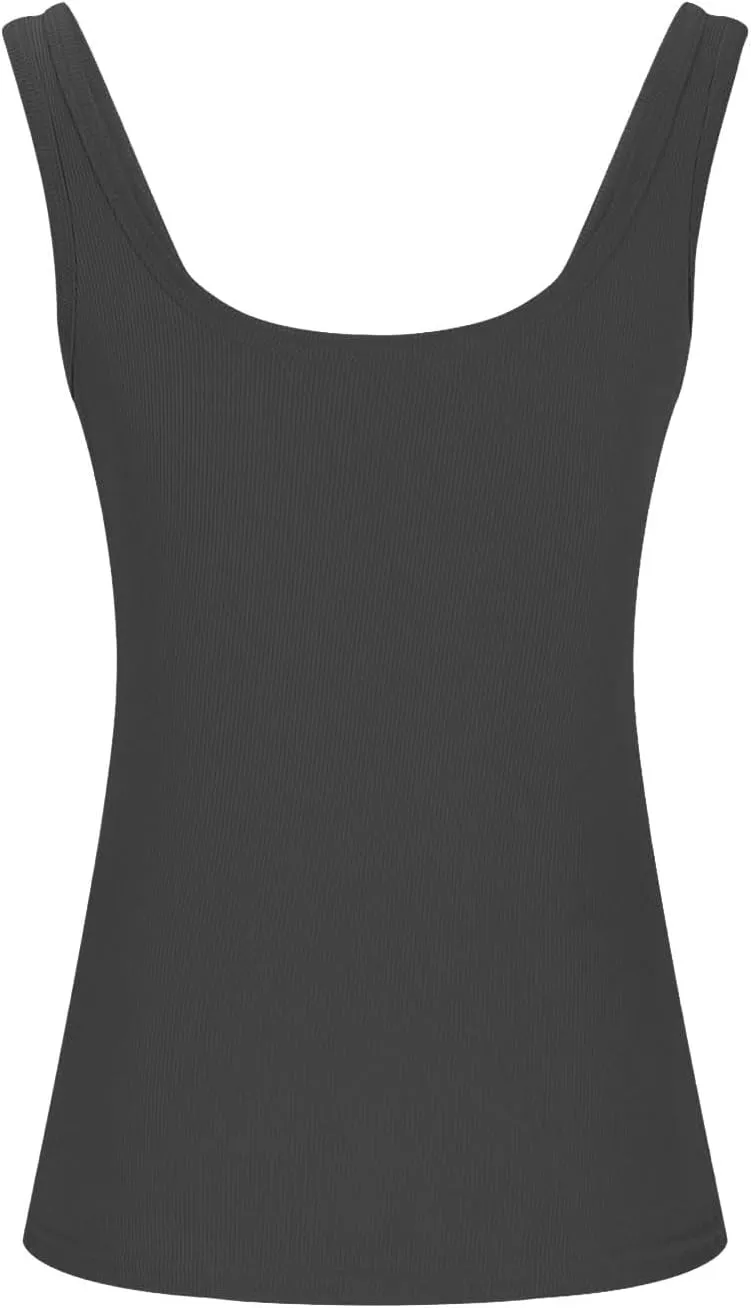 Lastesso Workout Tank Tops Woman Square Neck Sleeveless Stretch Blouses Slimming Fit Lightweight Summer Vacation Beach Shirts
