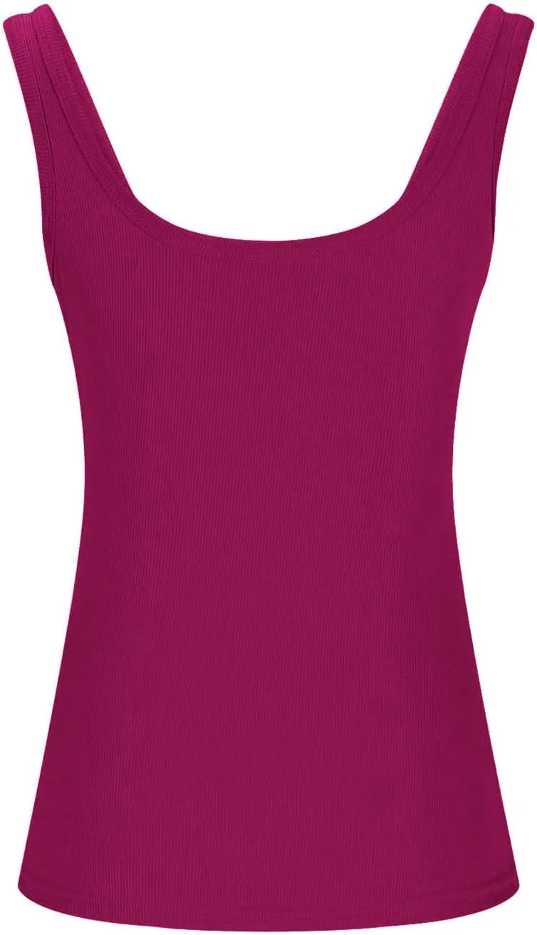 Lastesso Workout Tank Tops Woman Square Neck Sleeveless Stretch Blouses Slimming Fit Lightweight Summer Vacation Beach Shirts