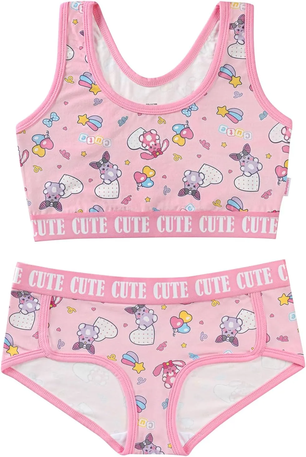 Littleforbig Women Cotton Camisole and Panties Sports Loungewear Usagi Cute & Cozy Bralette Set