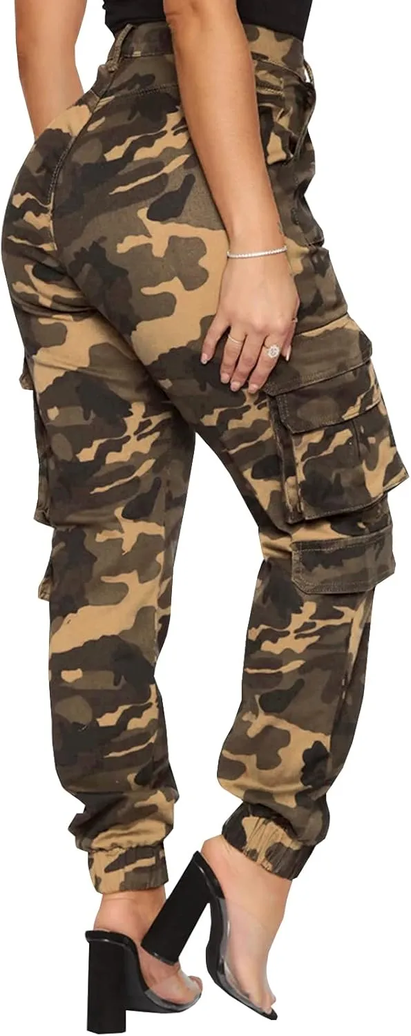 LONGYIDA Jean Joggers for Women High Waisted Drawstring Elastic Waist Stretch Denim Pants