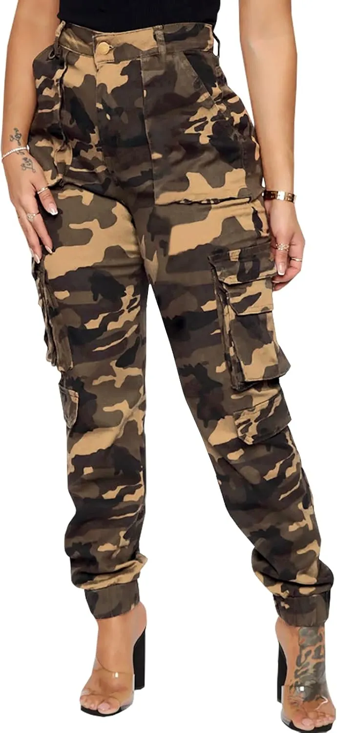 LONGYIDA Jean Joggers for Women High Waisted Drawstring Elastic Waist Stretch Denim Pants