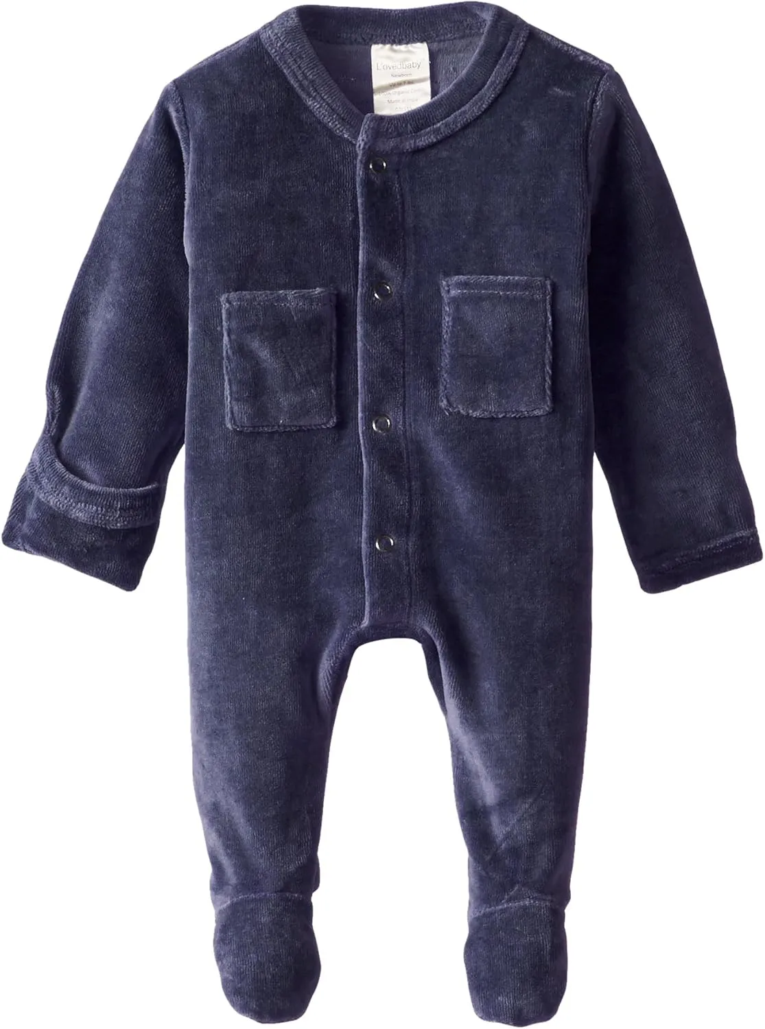 L'ovedbaby Unisex-Baby Newborn Organic Cotton Velour Footed Overall