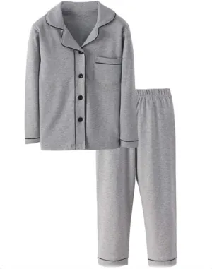 Mallimoda Kids Cotton Pajamas Set PJS Long Sleeve Button Down Sleepwear Loungewear