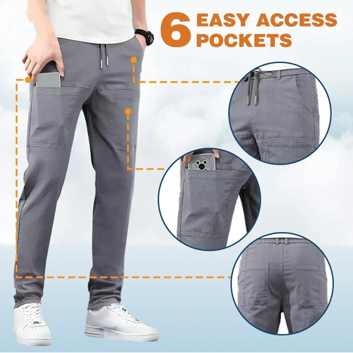 Mencomfy Cargo Pants, Men Comfy Multipants - High Stretch Multi-Pocket Durable Cargo Pants Waterproof Relaxed Fit