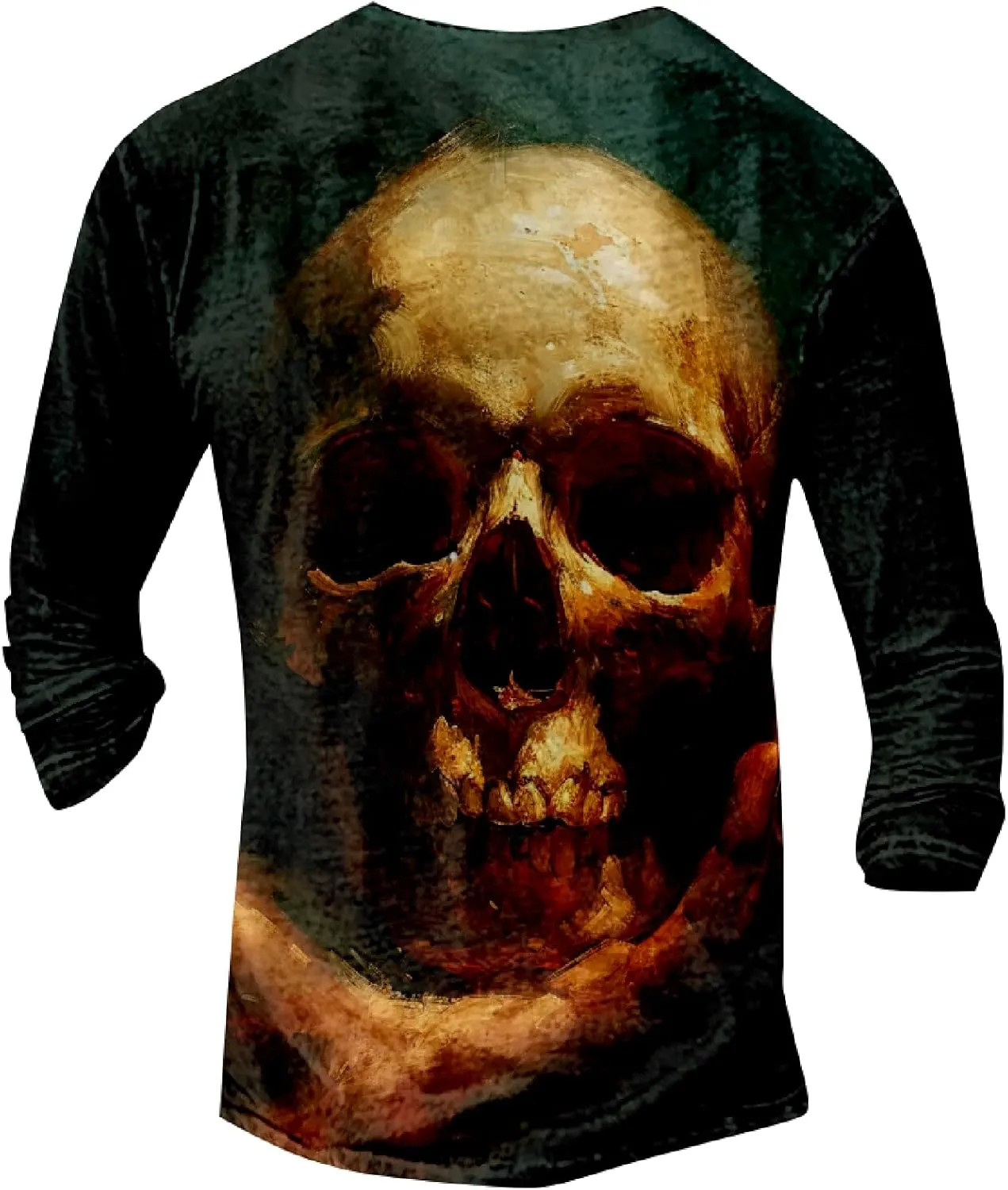 Mens Distressed Henley Shirts Long Sleeve Cotton T-Shirts Vintage Graphic Tee Washed Streetwear Retro Tee