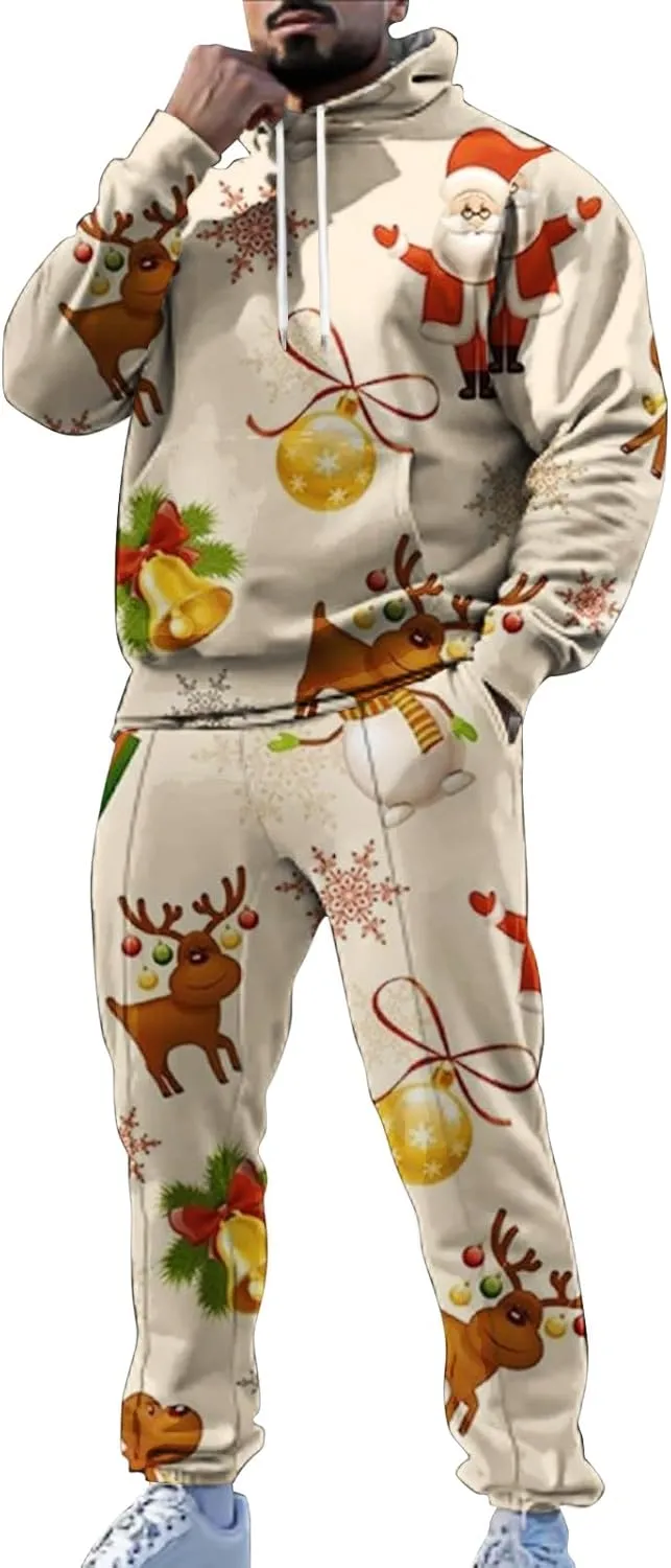 Men's Tracksuit 2 Piece Hooded Athletic Sweatsuits and Sweatpants Suit Jogging Tracksuits for Men Conjuntos