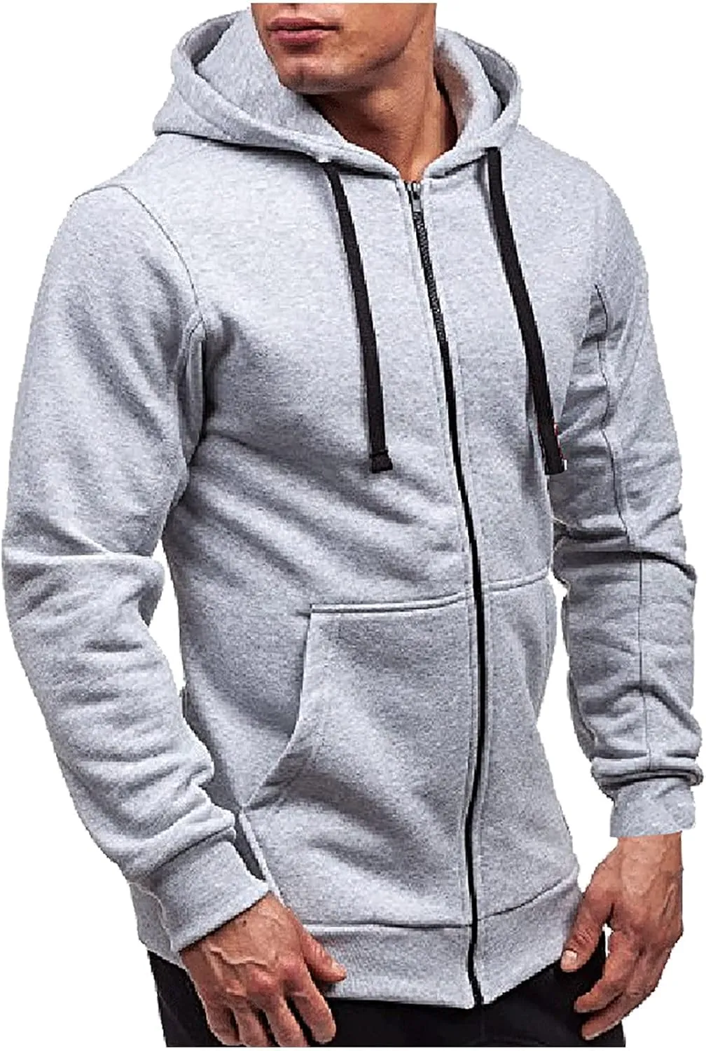 Men's Zip-Up Hoodie,Fall Lightweight Full Zip Hoodie Jacket Men Workout Cycling Sweatshirt for Men Fleece Lined Coat