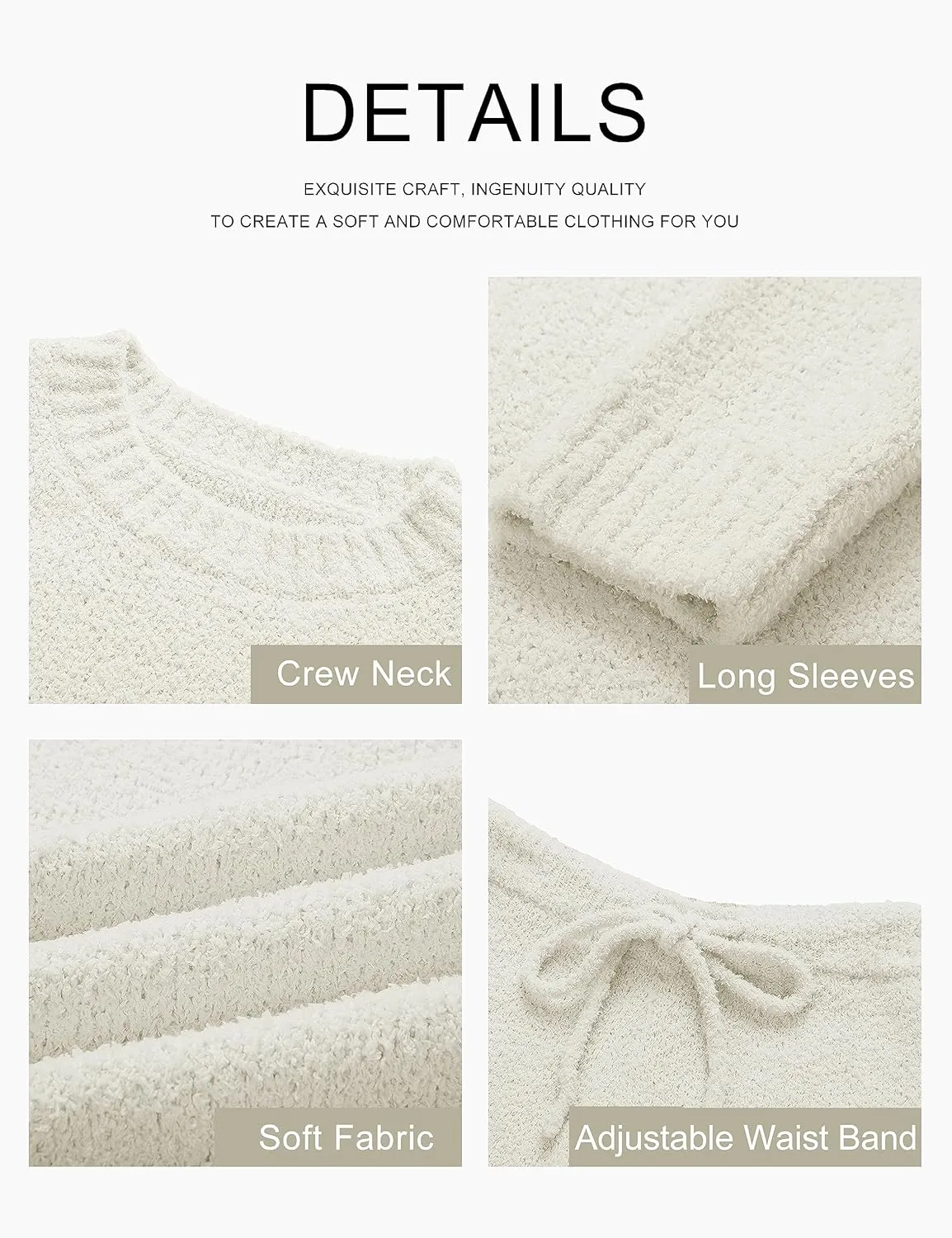 MEROKEETY Womens Fuzzy Fleece Long Sleeve 2 Piece Loungewear Outfits Sweater Pants Pajama Sets