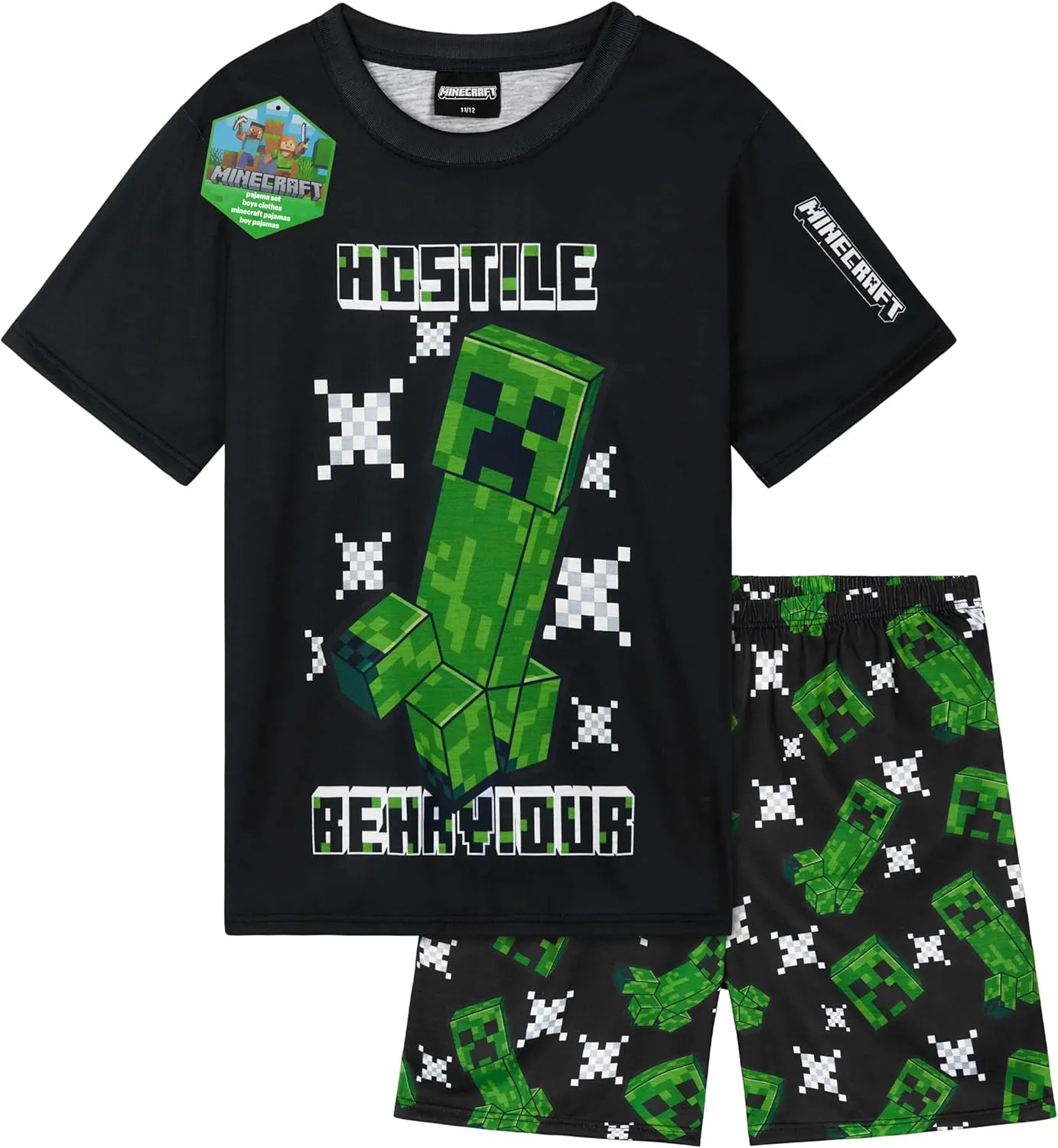 Minecraft Boys Pajamas Creeper Short PJs Set Sleepwear Loungewear Summer Kids Gifts for Kids