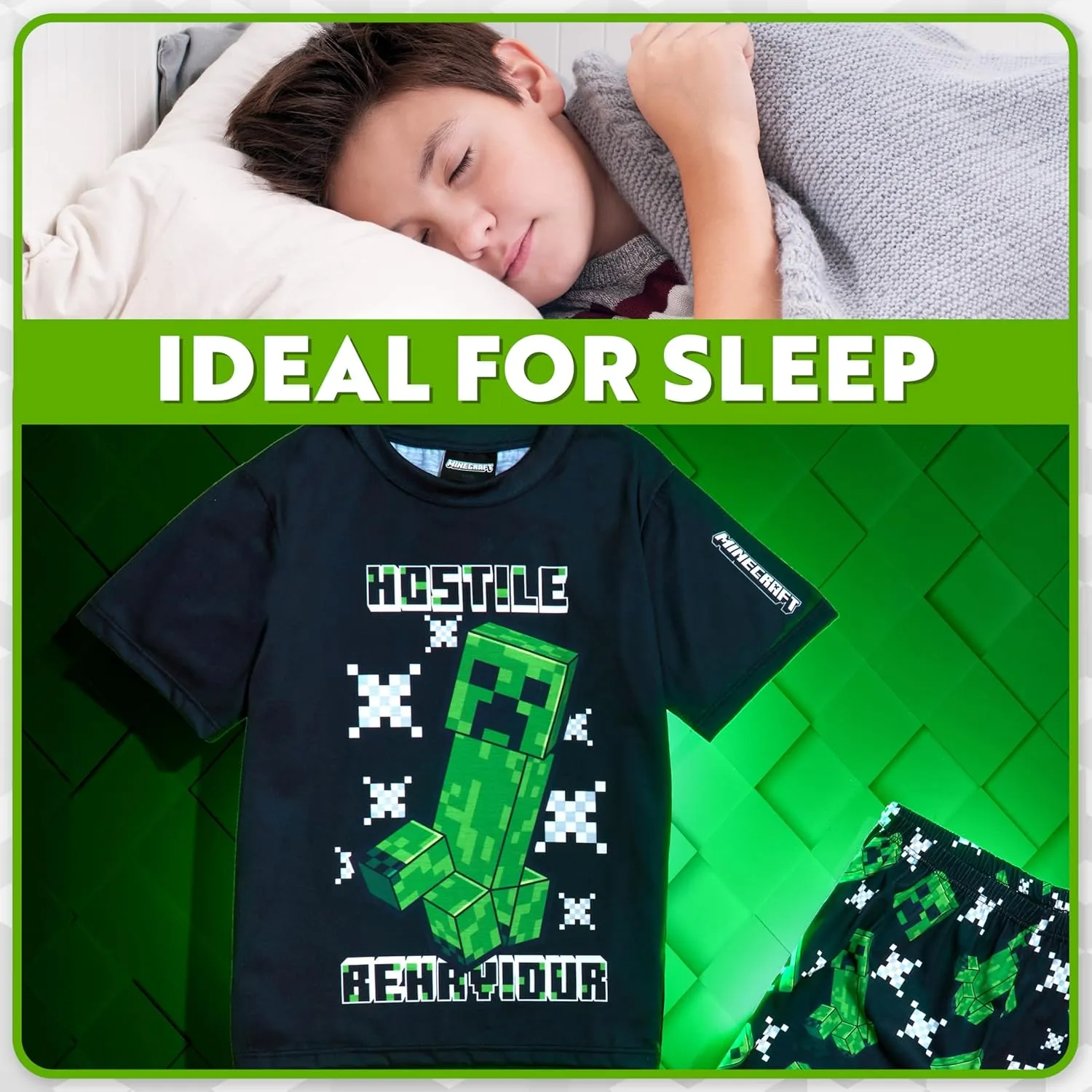 Minecraft Boys Pajamas Creeper Short PJs Set Sleepwear Loungewear Summer Kids Gifts for Kids