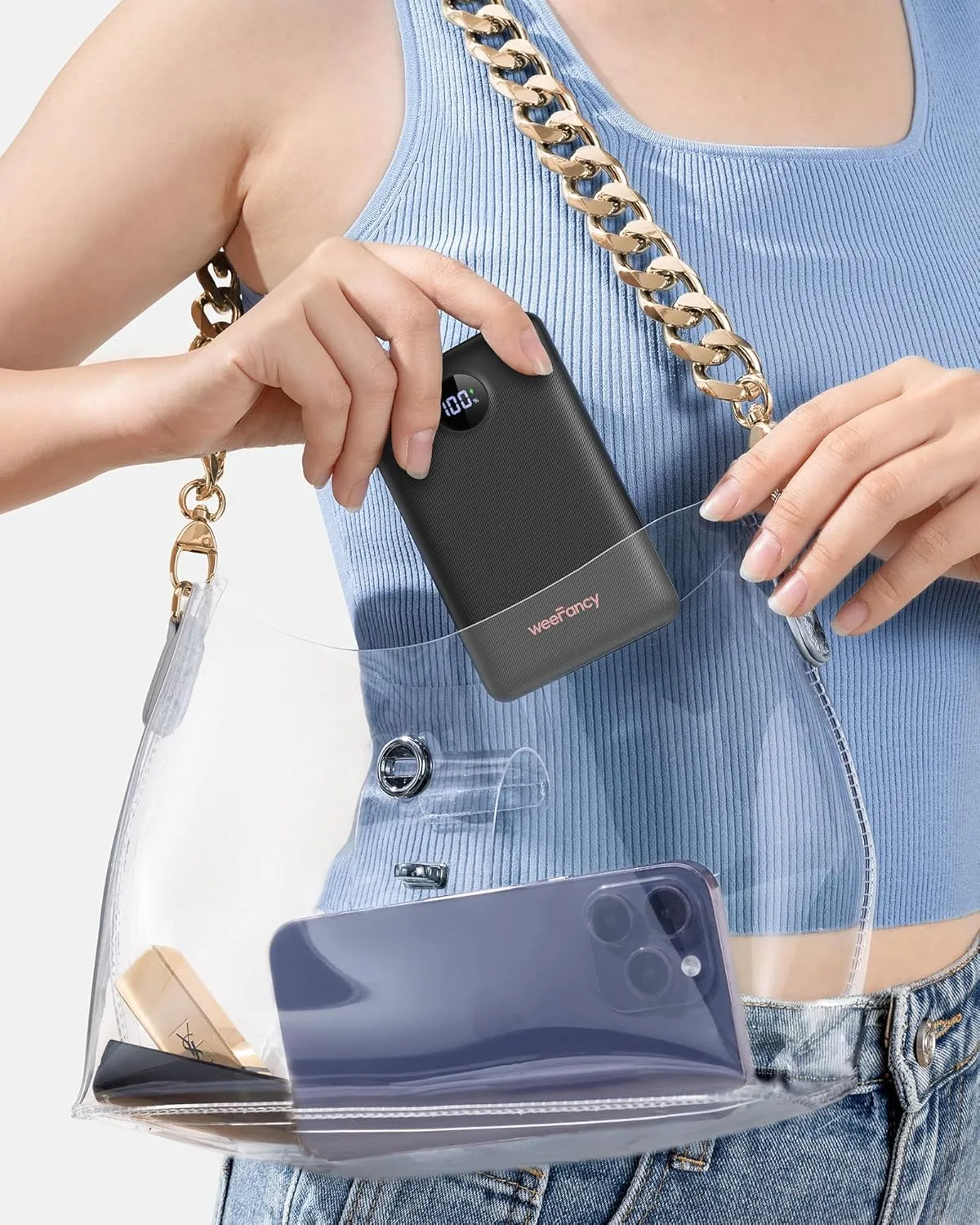 Mini Portable Charger with Built-in Cables 22.5W Fast Charging Power Bank USB-C Small Battery Pack 10000mAh Travel Essential Slim Battery for iPhone 16/15/14, Samsung 24/23, and More