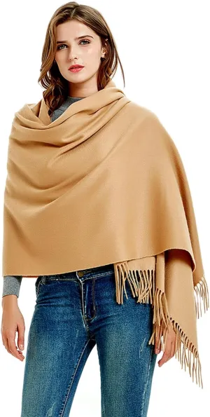 Novawo Wool Shawl Large Thick Pashmina Travel Blanket Scarf Winter Wraps for Women