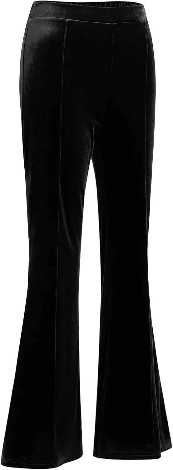 ODIZLI Velvet Pants for Women High Waist Bell Bottom Flare Pants Palazzo Casual Trousers