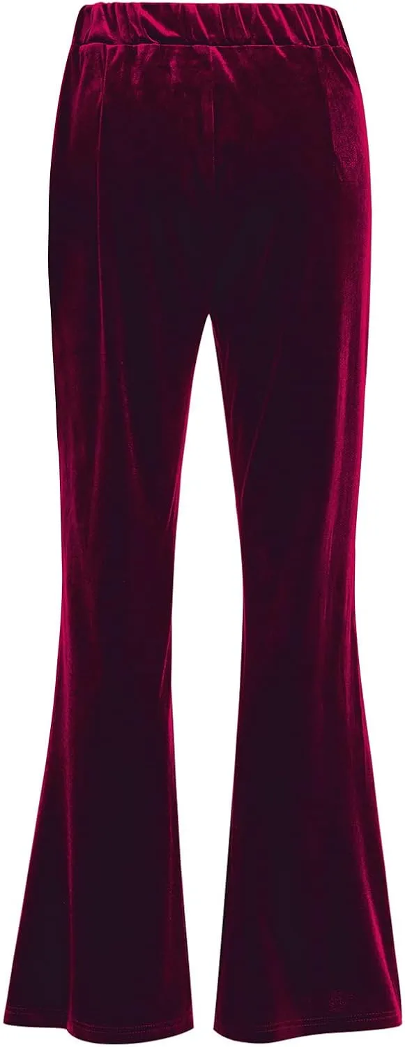 ODIZLI Velvet Pants for Women High Waist Bell Bottom Flare Pants Palazzo Casual Trousers