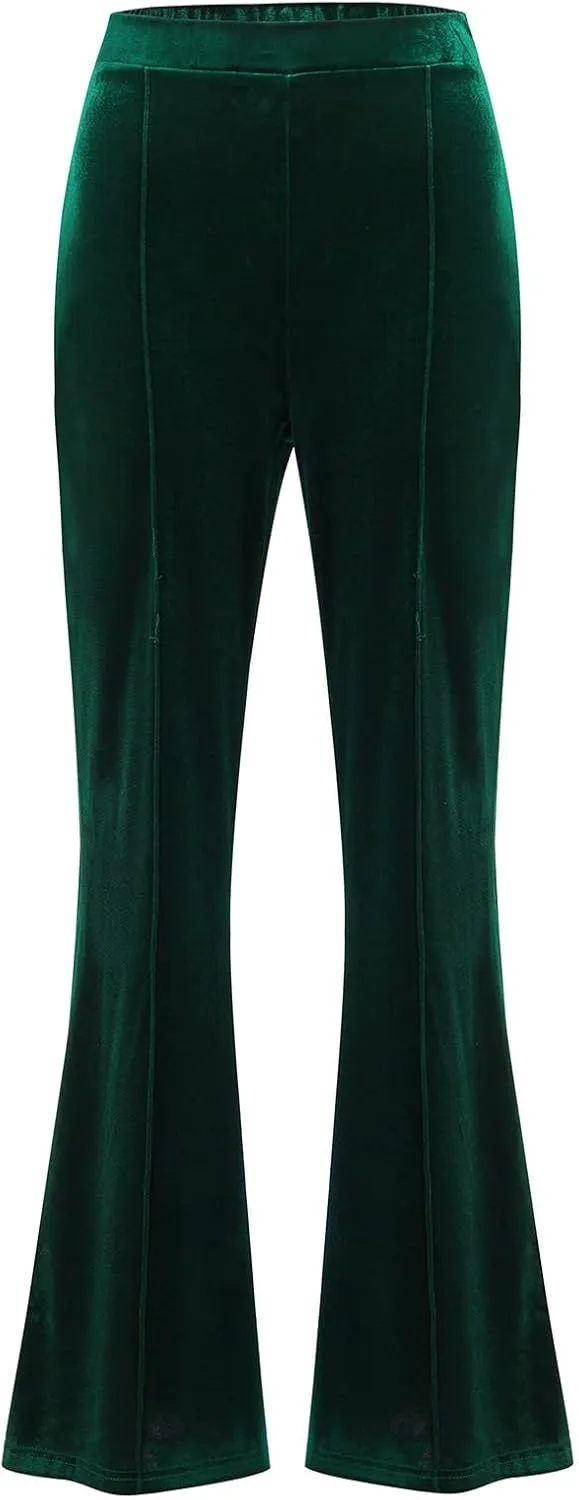 ODIZLI Velvet Pants for Women High Waist Bell Bottom Flare Pants Palazzo Casual Trousers