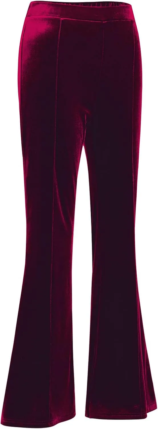 ODIZLI Velvet Pants for Women High Waist Bell Bottom Flare Pants Palazzo Casual Trousers