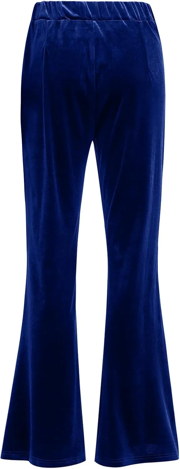 ODIZLI Velvet Pants for Women High Waist Bell Bottom Flare Pants Palazzo Casual Trousers
