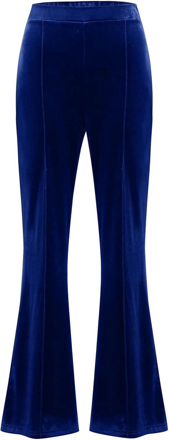 ODIZLI Velvet Pants for Women High Waist Bell Bottom Flare Pants Palazzo Casual Trousers