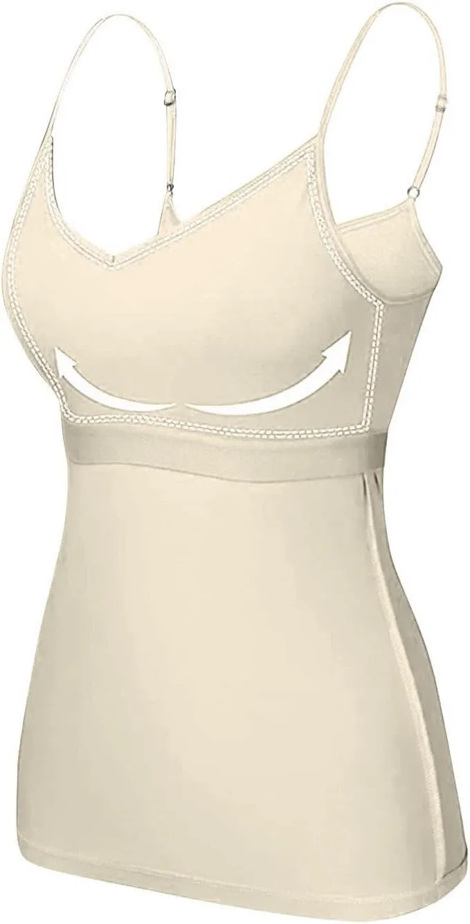 Palaver Womens Tank Tops With Built In Bras Summer Plus Size Padded Workout Tops Casual Crew Neck Sleeveless Camisole