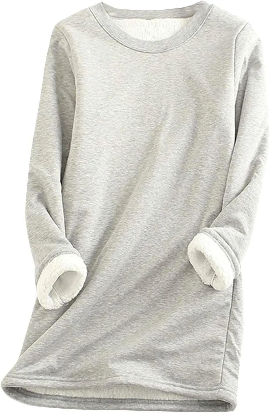PEHMEA Women's Winter Warm Sherpa Lined Fleece Sweatshirt Crewneck Sport Pullover Loungewear Tops
