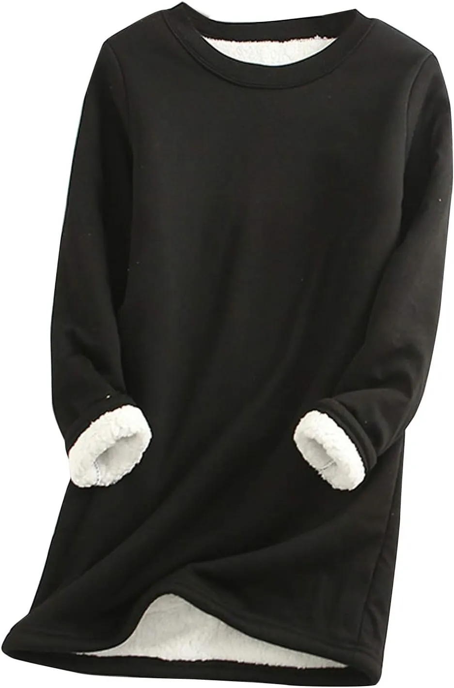 PEHMEA Women's Winter Warm Sherpa Lined Fleece Sweatshirt Crewneck Sport Pullover Loungewear Tops