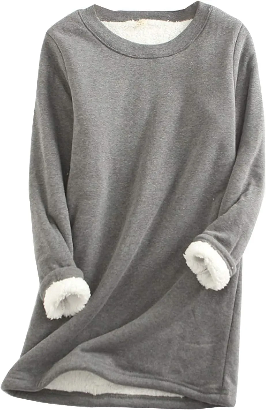 PEHMEA Women's Winter Warm Sherpa Lined Fleece Sweatshirt Crewneck Sport Pullover Loungewear Tops