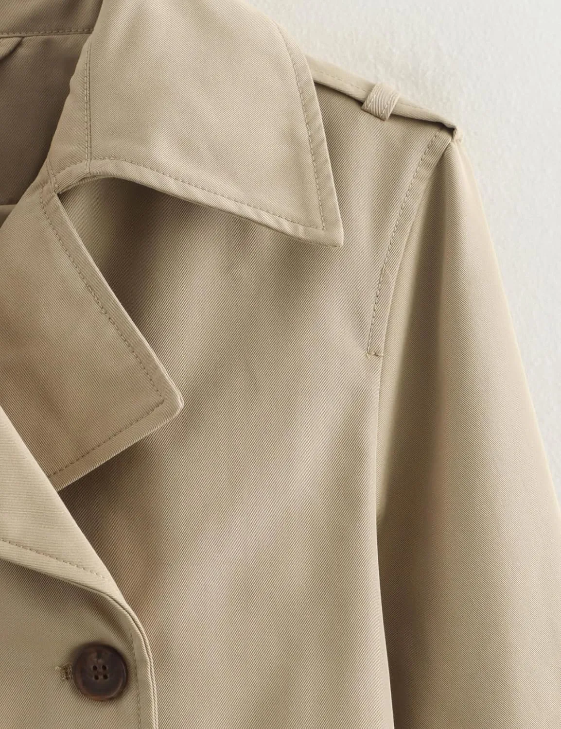 Perbai Womens Crop Double Breasted Trench Coat Long Sleeve Notched Lapel Work Office Cropped Jacket