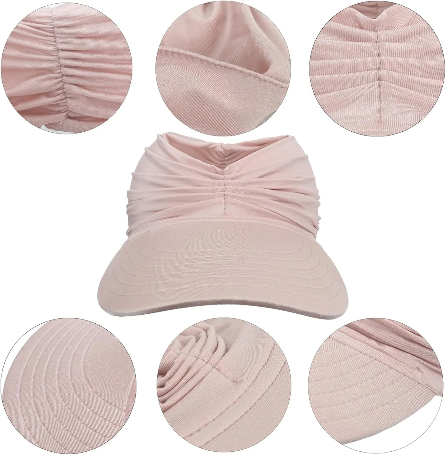 Peshoriadm Summer Women's Sun Hat, Elastic Top Ponytail Cap with Adjustable, Light Wide Brim Golf Beach Sun Hat